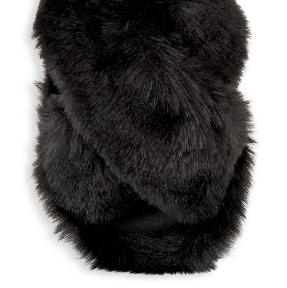 NWT$100 Apparis Black Faux Fur Biba Noir Slides Slip-on Slippers Sz 9 - Picture 6 of 16